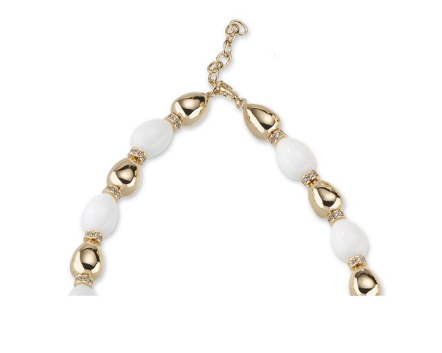 Necklace Brass In Gold Plated Brass White Agate And Zircons Sovrani 187555 814j10858