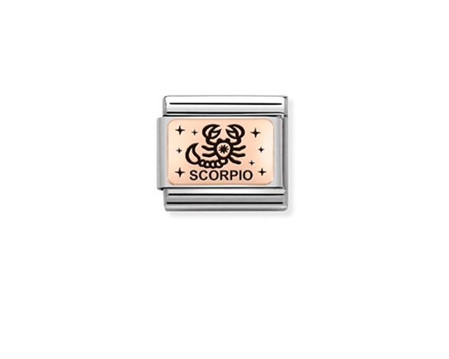 Scorpione composable acciaio oro rosa 375 e smalto nero