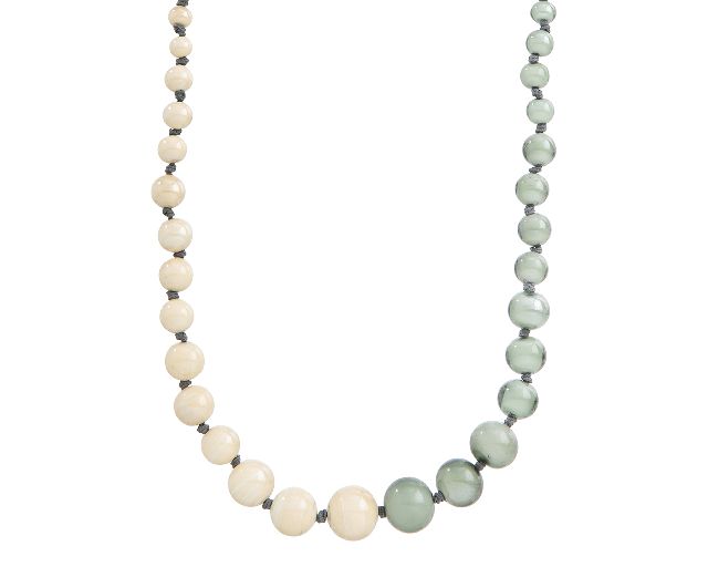 Collana lunga aqua vetro di murano avorio