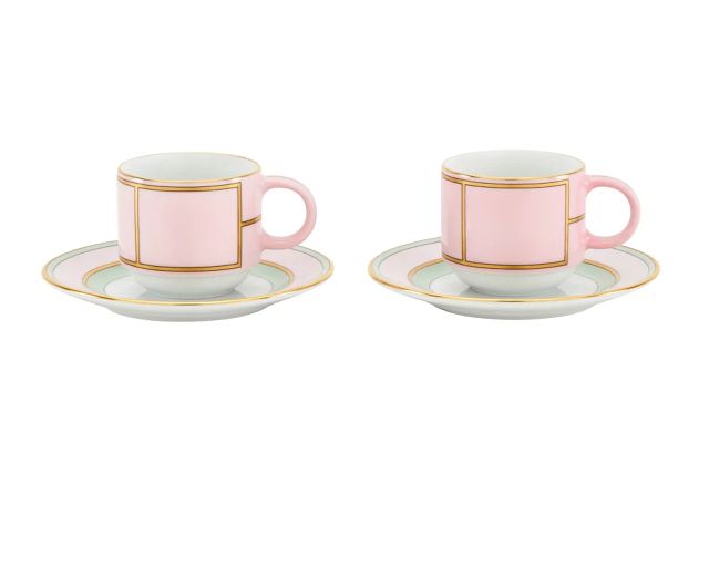 Coffee cup set diva porcelain pink with saucer