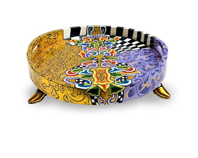 Vassoio rotondo tray round l dipinto a mano
