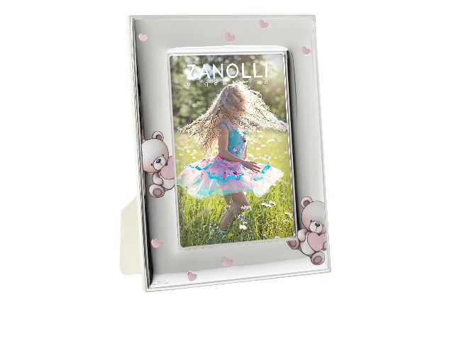 Picture frame orsetti cuori pvd silver pink