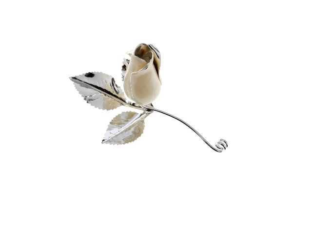 Rose Silver Plated Pearl Enamel Bud With Essence And Box Selezione Zanolli 150829 589r47223pcs