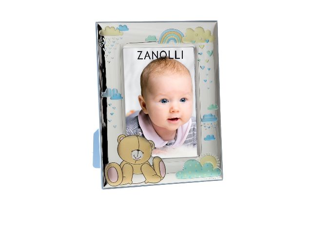 Picture frame forever friends pvd silver teddy bear and clouds for boy