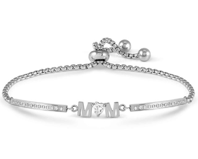 Bracelet milleluci steel with mom and zircons