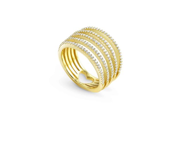 Anello lovelight argento dorato con cubic zirconia bianchi