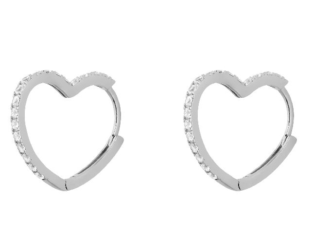 Orecchini argento cuore con zirconi