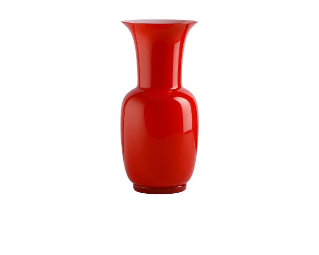 Vaso opalino vetro di murano rosso e lattimo