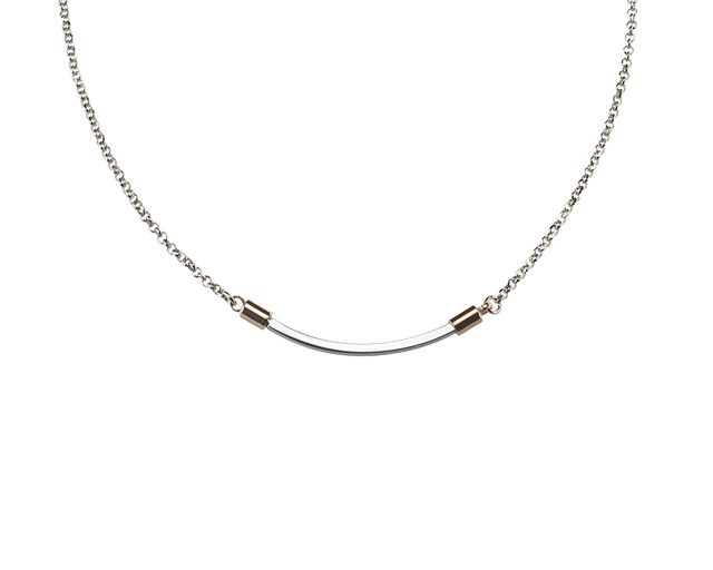 Collana dancing names argento con elementi in oro rosè e centrale rigido