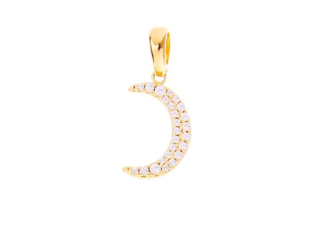 Pendant moon gold 750‰ yellow with zircons