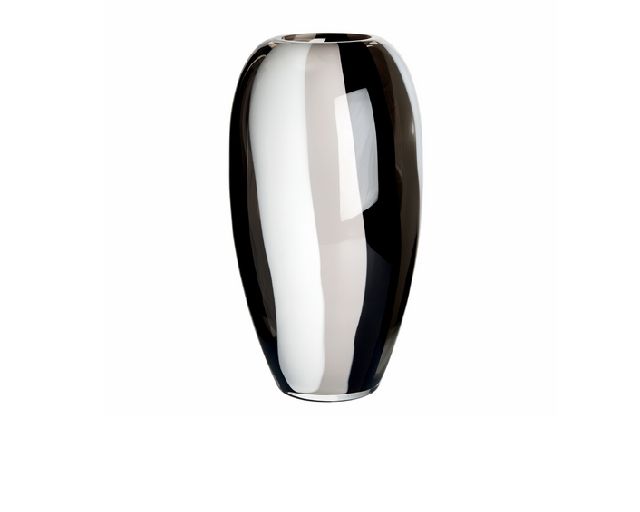 Vase ogiva murano glass milk white, black and grey