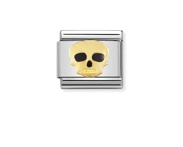 Teschio composable acciaio oro e smalto