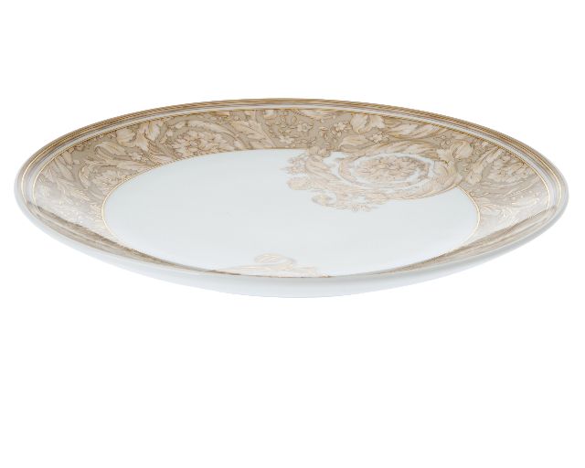 Piatto piano barocco beige porcellana
