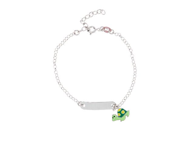 Bracciale argento con tartaruga e piastrina