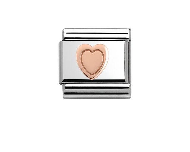 Cuore composable acciaio e oro rosa