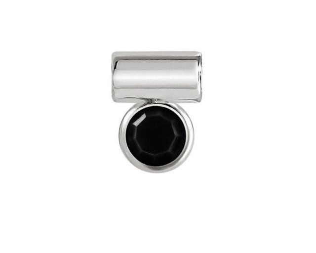 Charm seimia silver with black cubic zirconia