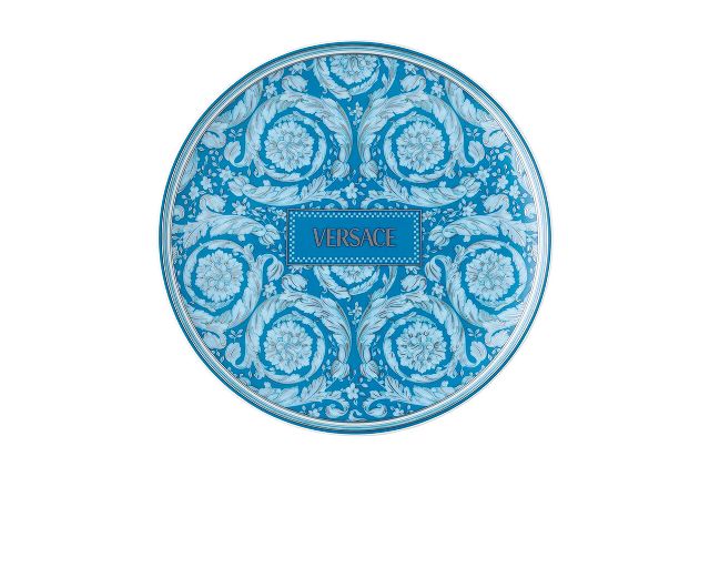 Fruit plate barocco teal porcelain