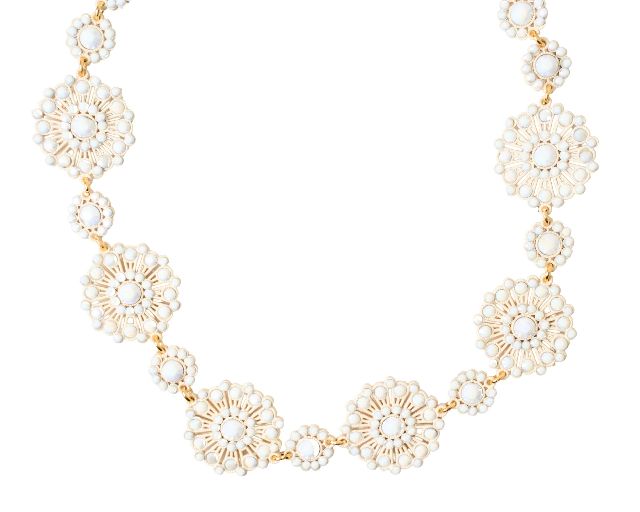 Necklace gold-plated brass with white rhinestones