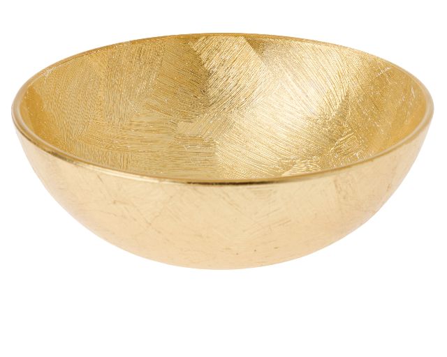 Bowl in brushed gold leaf glass
