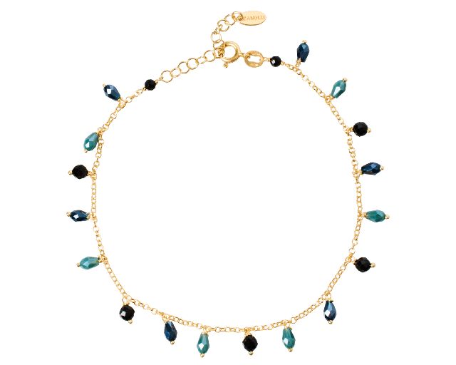 Anklet silver gold-plated with air force blue crystals