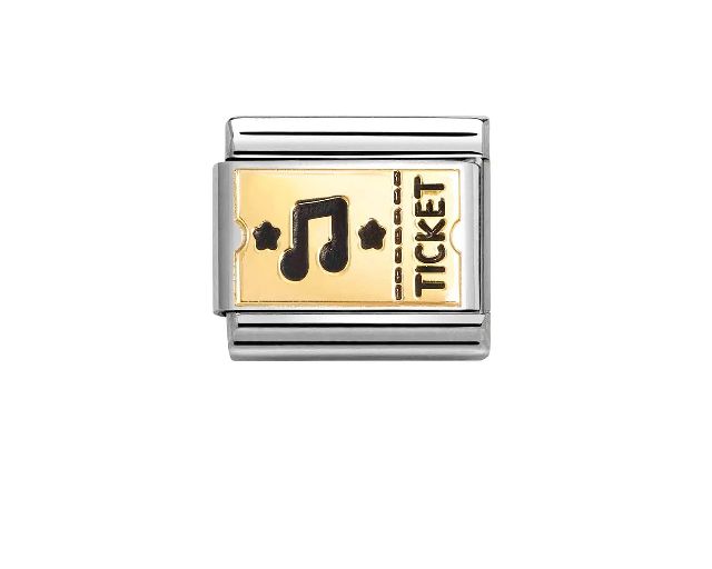 Concert ticket composable steel gold and enamel