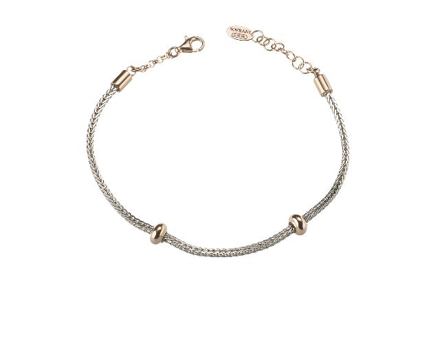 Bracciale dancing names argento con elementi in oro rosè