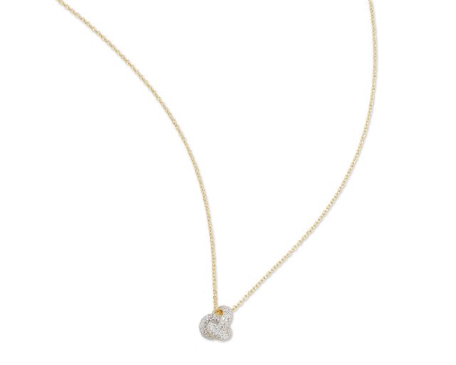 Collana nodo argento dorato con zirconi