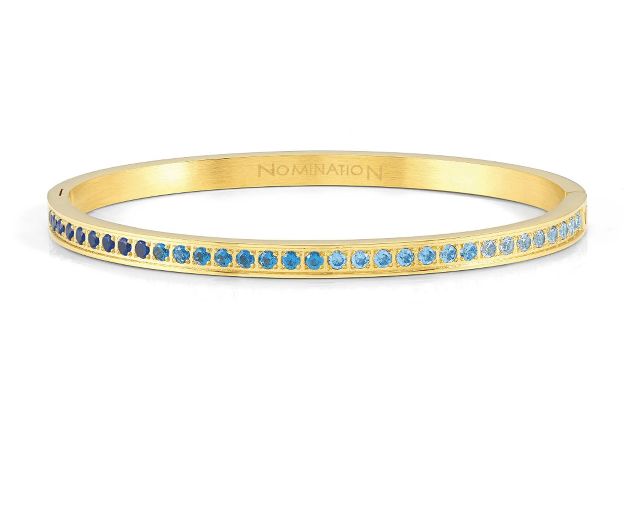 Bracelet pretty bangles steel gold with blue zircons
