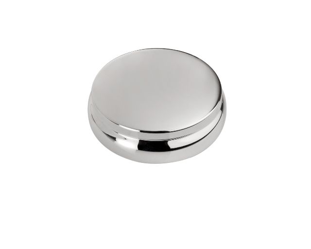 Round pill box silver smooth model