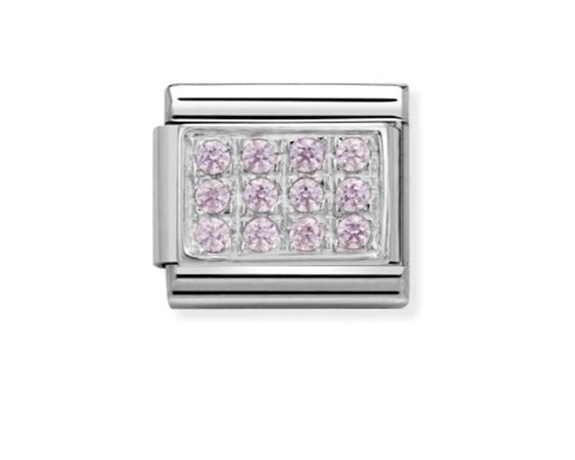 Pink composable steel silver and cubic zirconia pavè