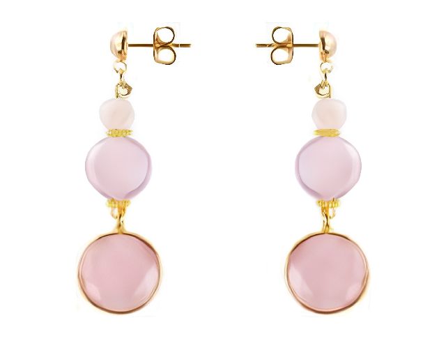 Orecchini trace vetro di murano rosa