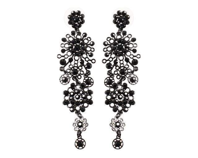 Orecchini in ottone con strass neri