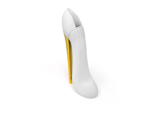 Vaso scarpa glam bianco con tacco oro
