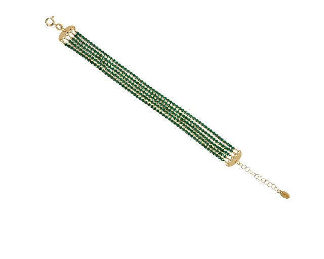 Bracelet Silver Gilt With Green Zircons Selezione Zanolli 177930 726zbr023