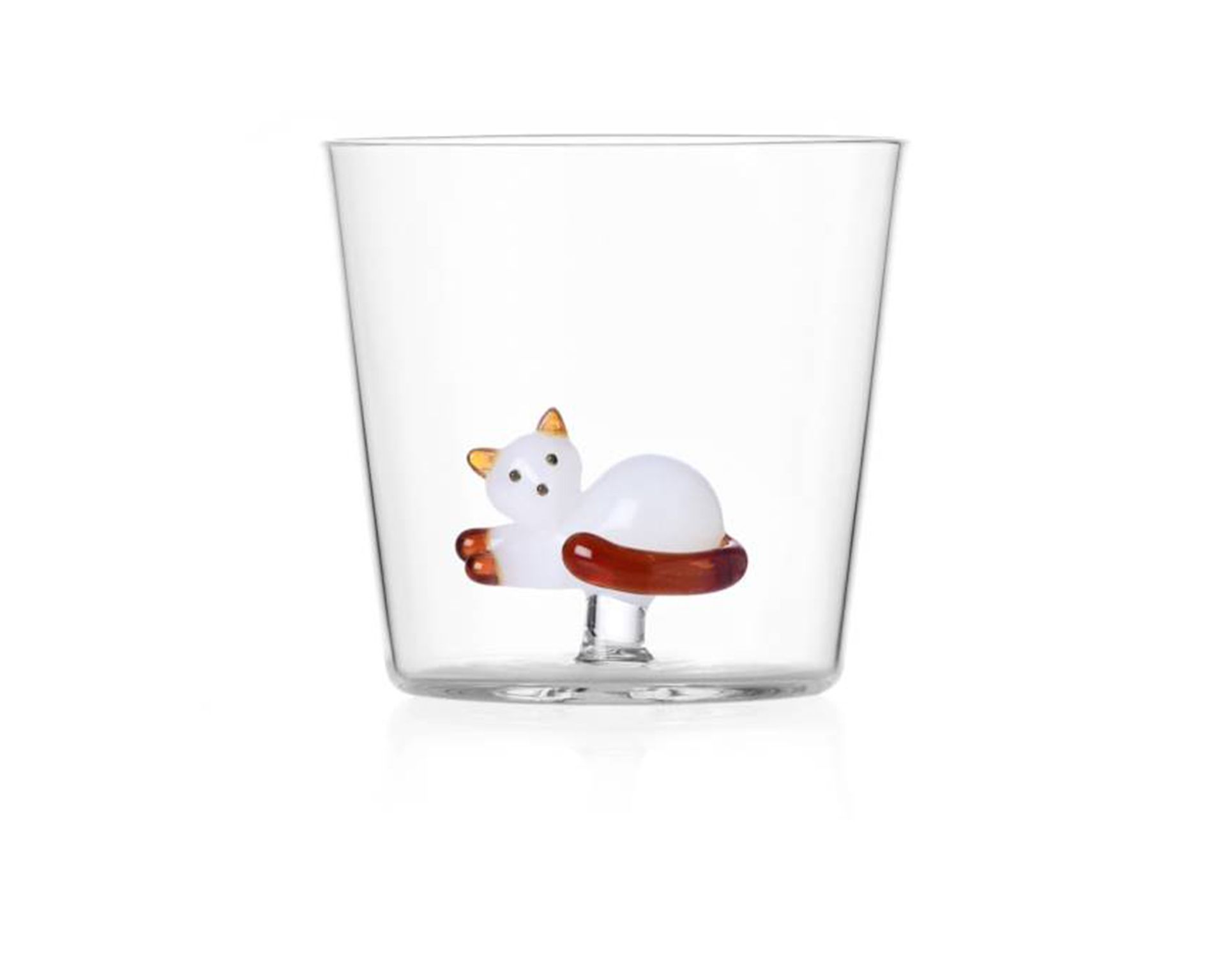Bicchiere Tumbler Tabby Cat Gatto Bianco E Coda Ambra Ichendorf