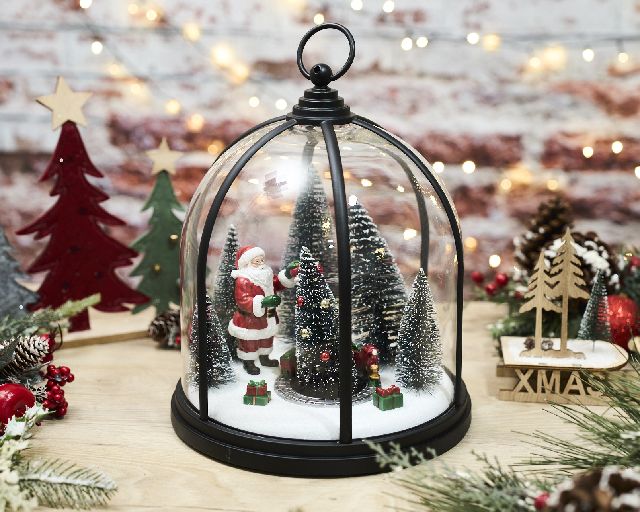 Idea regalo natale cupola con ambientazione natalizia con luci led