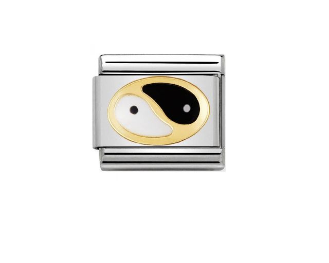 Yin yang composable steel gold and enamel