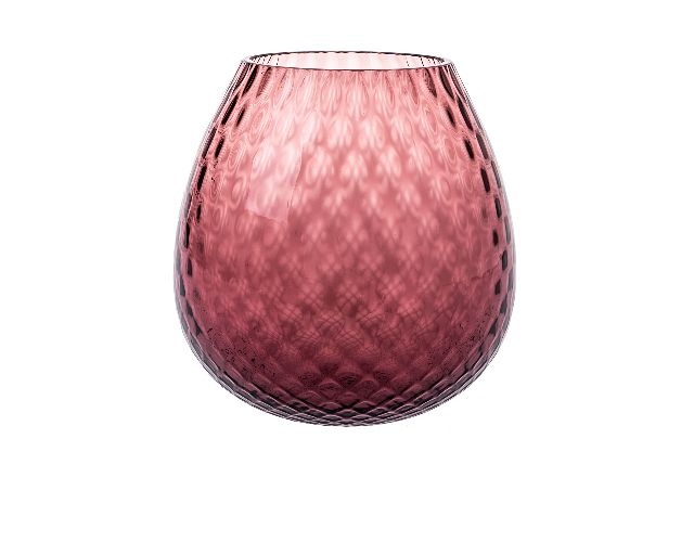 Vaso portacandela macramè xl vetro di murano viola
