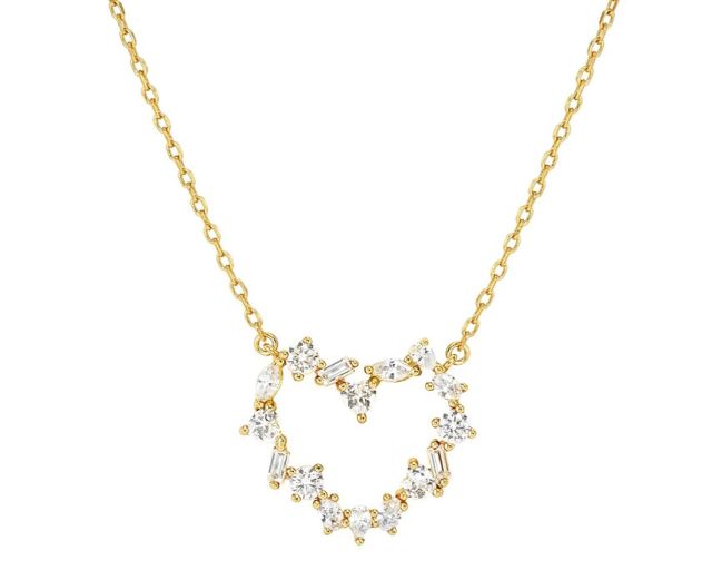 Collana cuore colour wave argento dorato con cubic zirconia