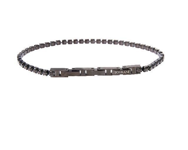Bracciale Tennis Uomo Acciaio Brunito Con Zirconi Neri Sovrani 170658 814j5411