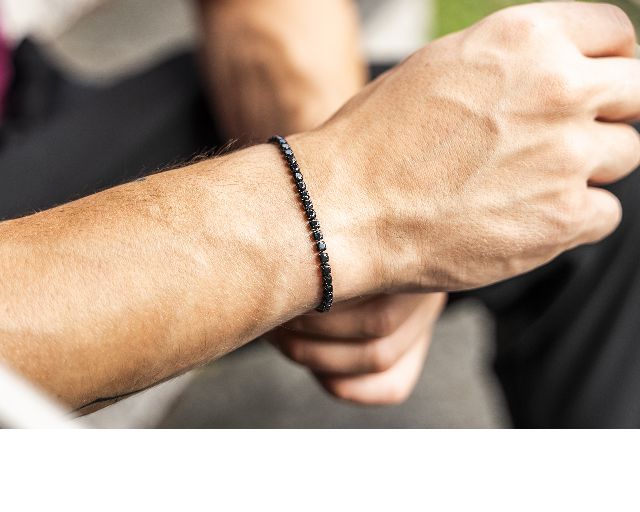 Bracciale Tennis Uomo Acciaio Brunito Con Zirconi Neri Sovrani 170658 814j5411