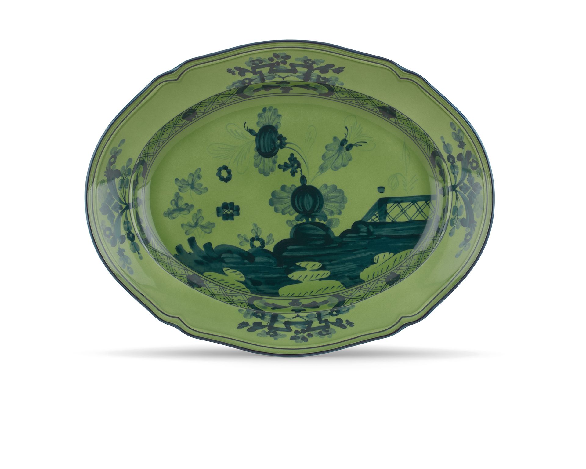 Vassoio Ovale Oriente Italiano Malachite Porcellana Richard Ginori 150930 F00300vs1300385a57