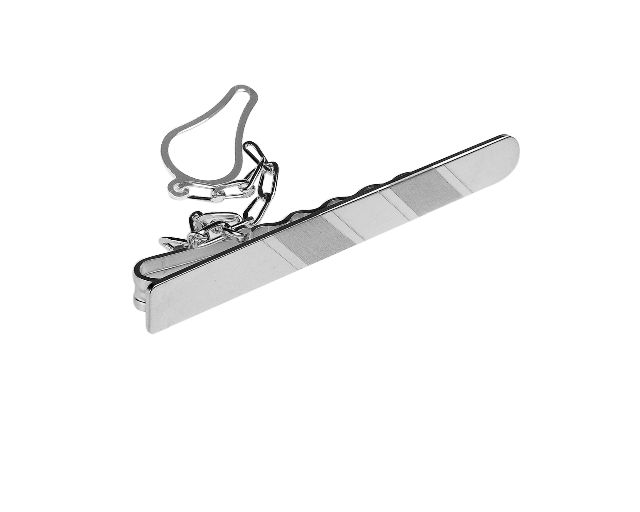 Tie Clip Silver With Double Satin Band Selezione Zanolli 127058 2vfermaca