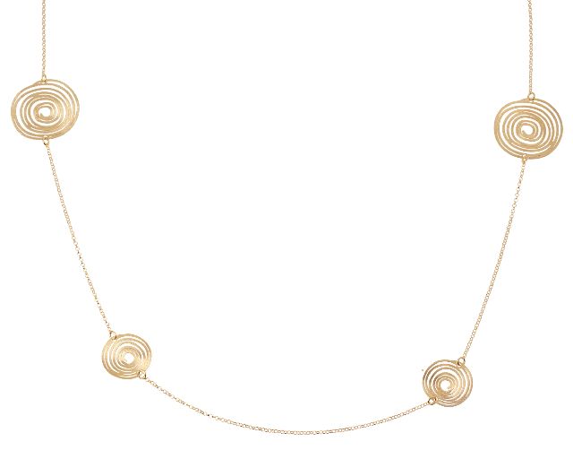 Collana argento dorato con tondi satinati a spirale