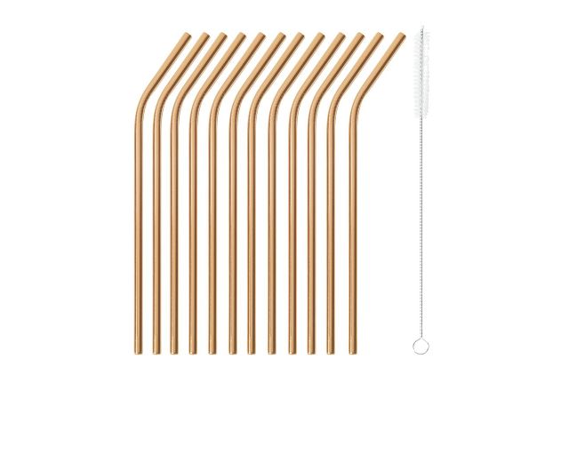 Curved straws bar steel cooper