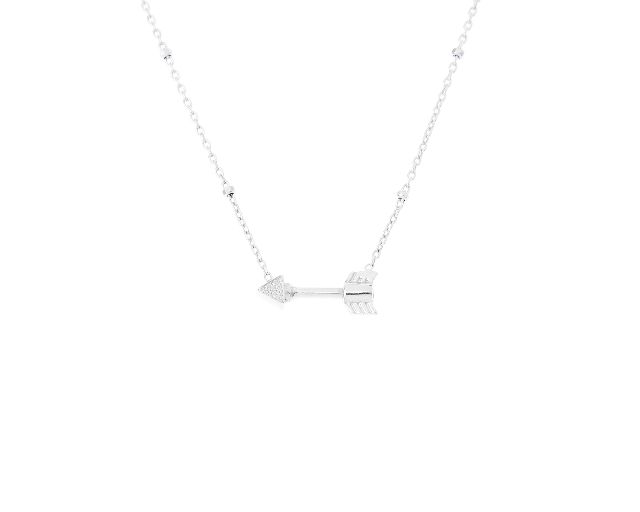 Collana seimia argento freccia corta e zirconi