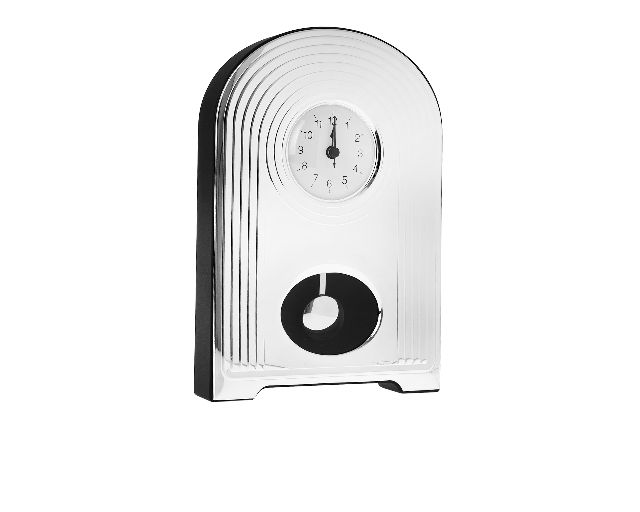 Orologio a pendolo argento pvd con decorazione righe