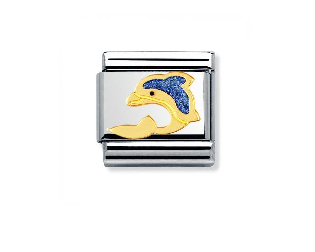 Dolphin composable steel gold and enamel