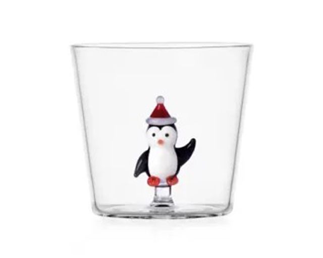Tumbler glass penguin with christmas h christmas tales