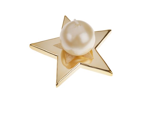 Portacandele Di Natale Stella Con Candela E Nastro Selezione Zanolli 159132 941ma3301oro
